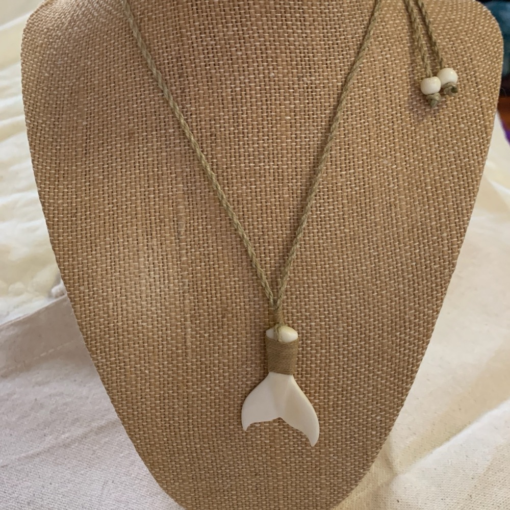 Bone White Whale Tail Pendant